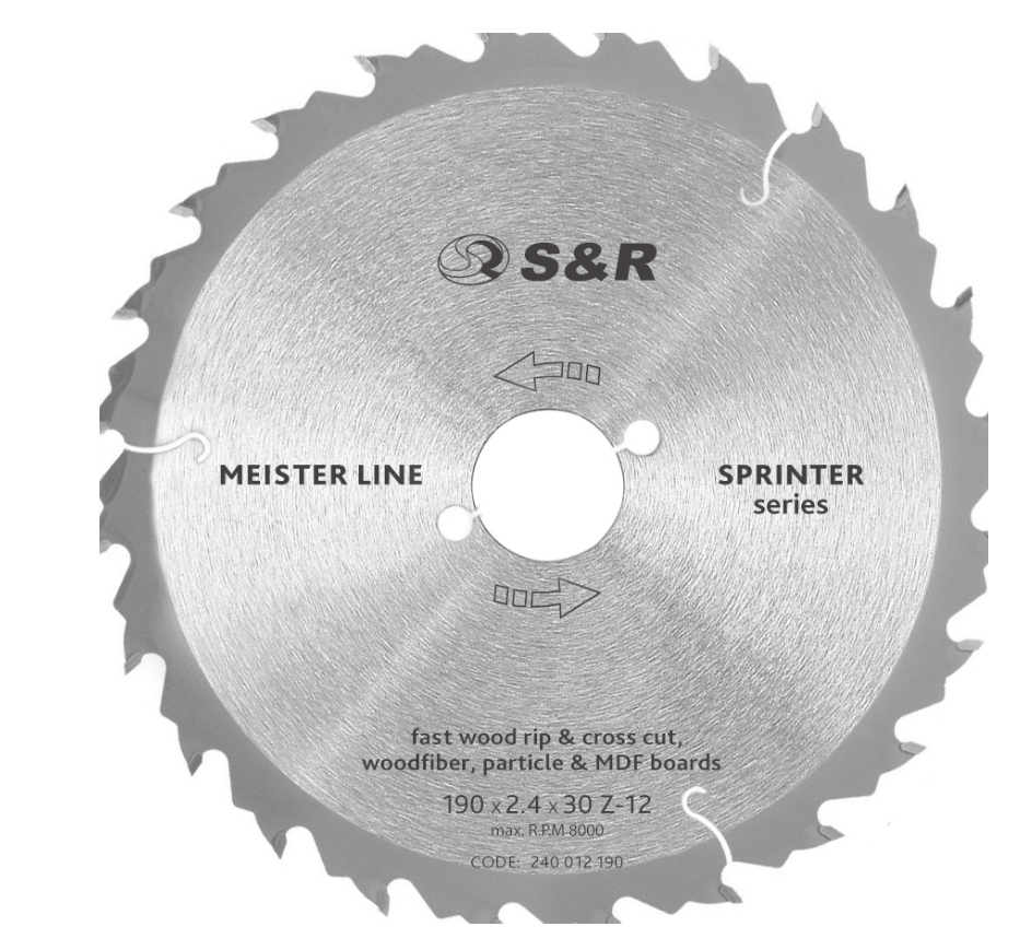 Пильный диск S&R Sprinter по дереву 190x30x12z (240012190)