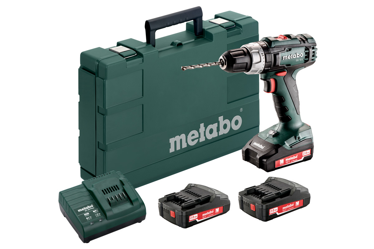 Электроинструмент Аккумуляторный ударный шуруповерт Metabo SB 18 L (13mm, 3x2,0Ah, SC 60 Plus)