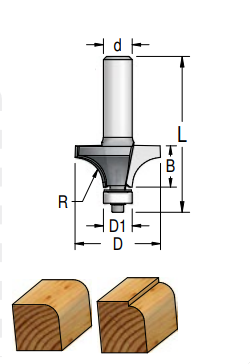 Оснастка Фреза кромочная калевочная WPW R2.0 d8 D16.7 h8 L48 (RW02005)