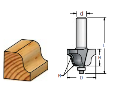 Концевые фрезы Фреза кромочная фигурная WPW R3 d6 D20 h10 L47 (MRD0303)