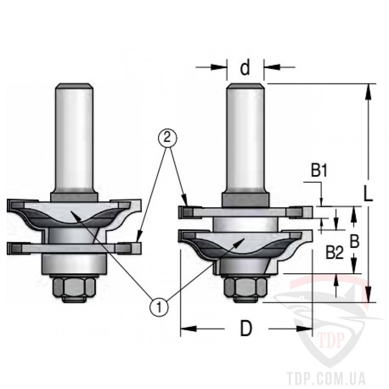Концевые фрезы Фреза профиль-контрпрофиль WPW D46.0 h22 L70 d8 (RG10005)