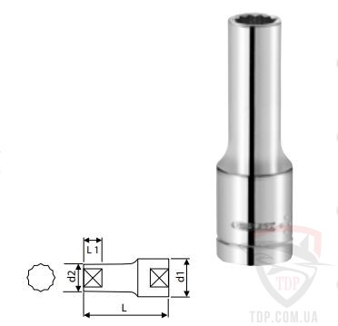 Ручной инструмент Головка торцевая Stanley Expert 1/4" 12-гранная 8 мм удлиненная (E030218)