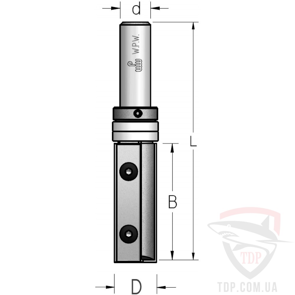 Фреза кромочная прямая со сменными ножами WPW d12 D19 h50 L100 (PFM7192)