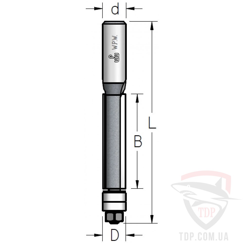 Оснастка Фреза обгонная W.P.W с нижним подшипником D12.7 d12 L103 h38 (F261282)