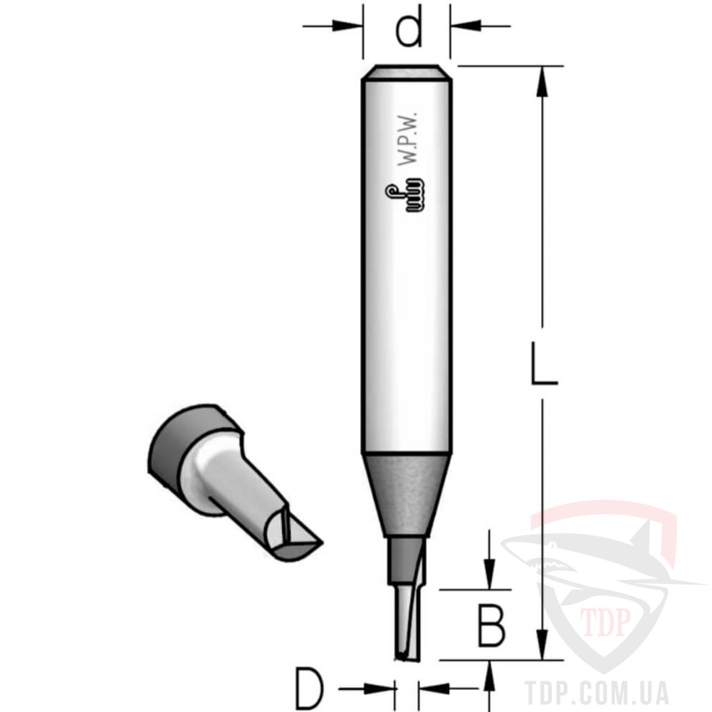 Концевые фрезы Фреза пазова однозуба W.P.W D1.6 d8 L43 h5 (P110165)