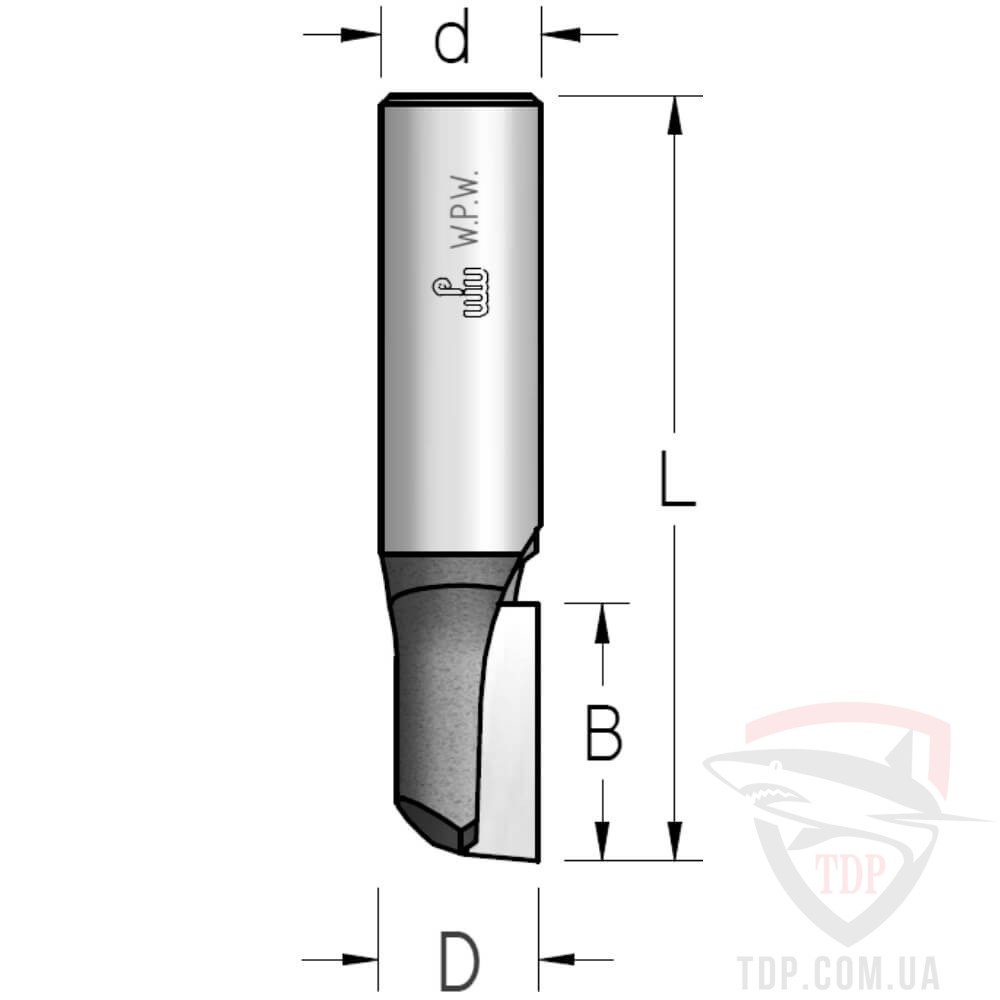 Концевые фрезы Фреза пазова однозуба W.P.W D19 d6 L51 h19 (P131903)