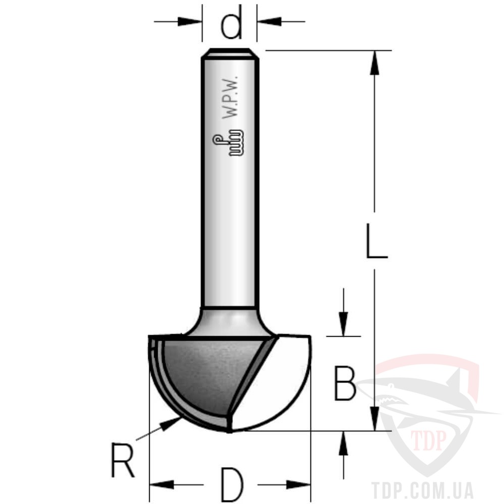 Фреза пазова галтельна W.P.W D19 d6 L44 h11 R9.5 (RB19003)