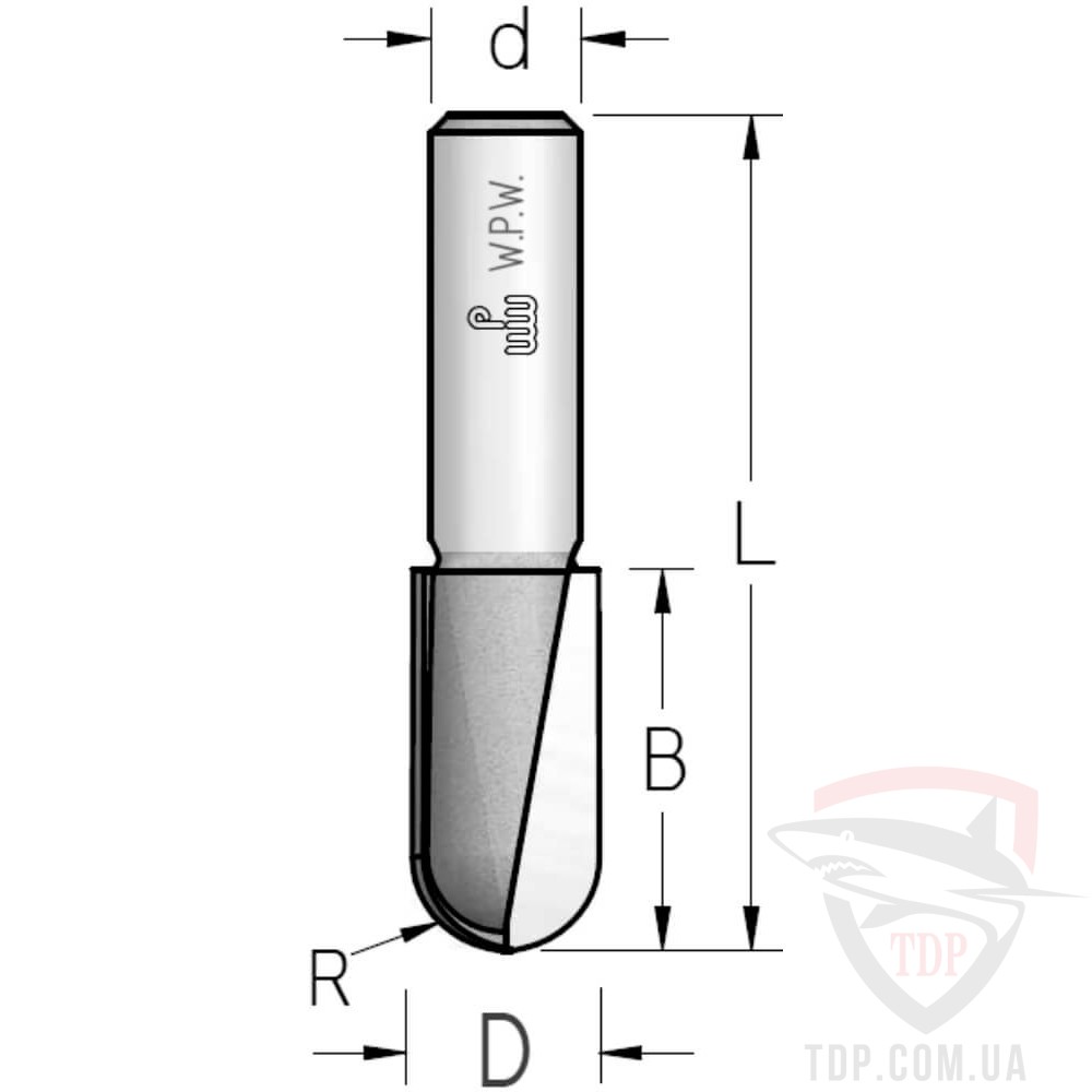 Оснастка Фреза пазова галтельна W.P.W D3.2 d6 L44 h9.5 R1.6 (RBL0323)