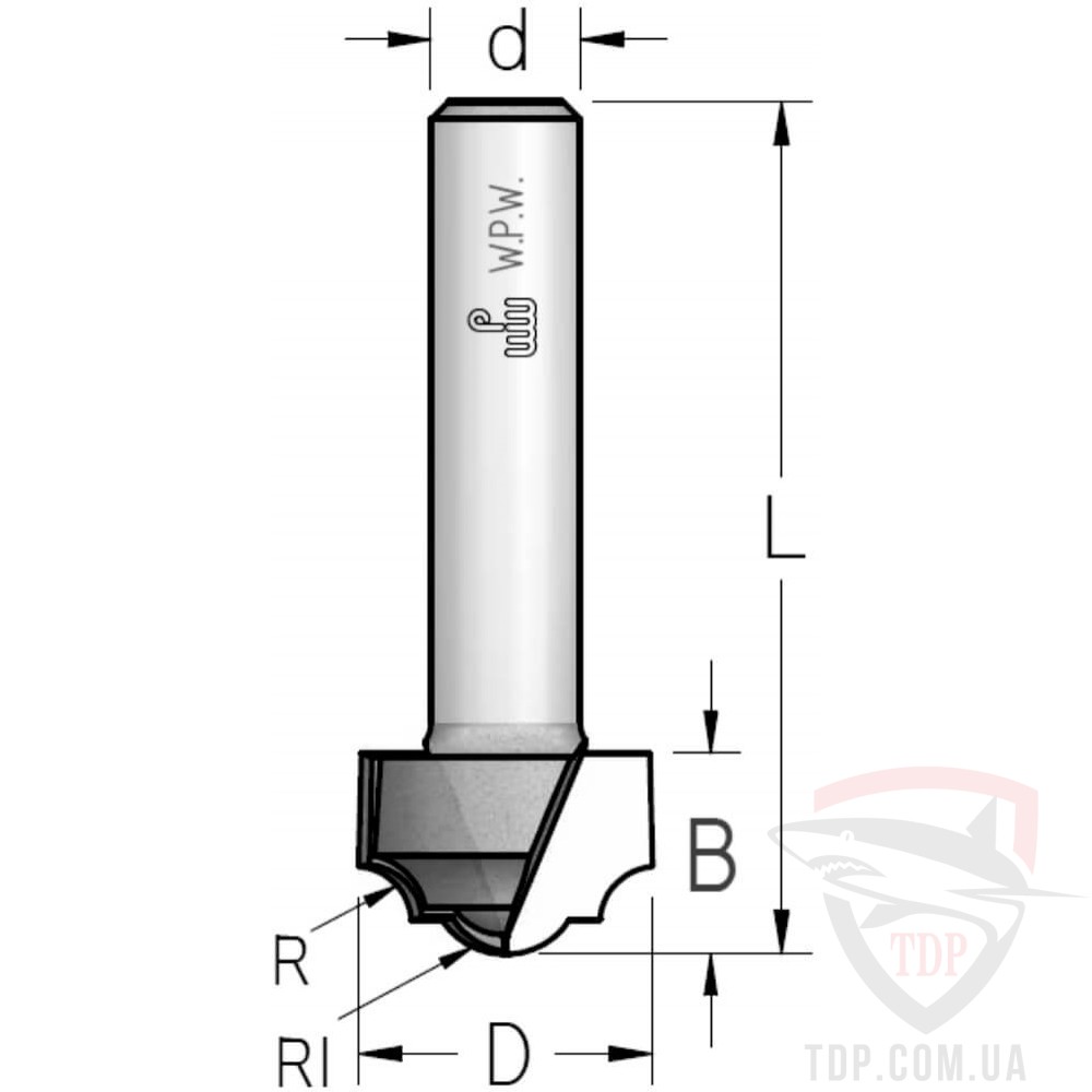 Концевые фрезы Фреза пазова фасонна W.P.W D25.4 d12 L73 h16 R5 (RC06002)