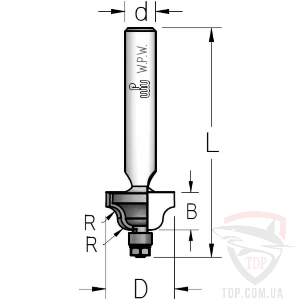 Оснастка Фреза кромкова калювальна W.P.W D14.3 d6 L47 h8 R2.4 (RD00253)
