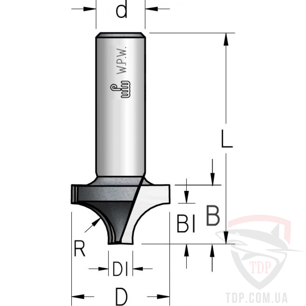 Оснастка Фреза кромкова калювальна  W.P.W D9.5 d6 L48 h7 R3.2 (RH03003)