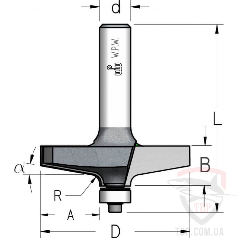 Концевые фрезы Фреза фігірейна горизонтальна W.P.W D61 d12 L78 h14 R4 (RK04102)