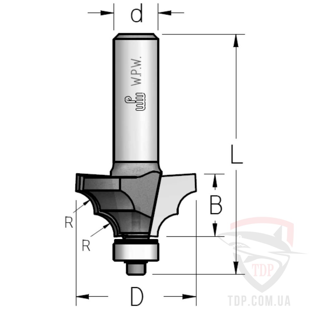 Концевые фрезы Фреза кромкова фігурна W.P.W D35 d12 L68 h17 R5.5 (RL06002)