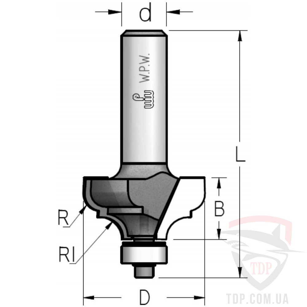 Концевые фрезы Фреза кромкова фігурна W.P.W D28.6 d6 L53 h13 R4 (RM04003)