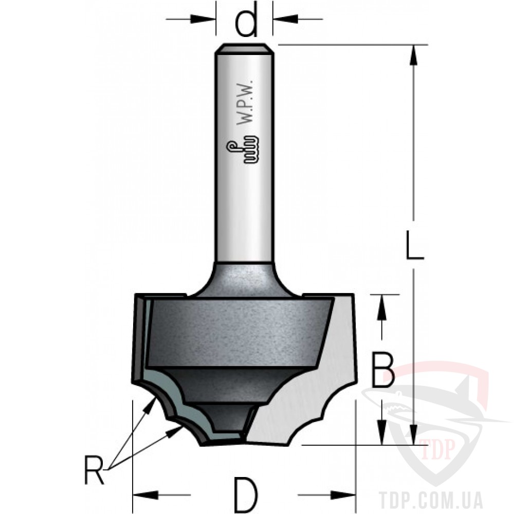 Концевые фрезы Фреза пазова фасонна W.P.W D25.4 d12 L67 h16 R4.5 (RR42542)