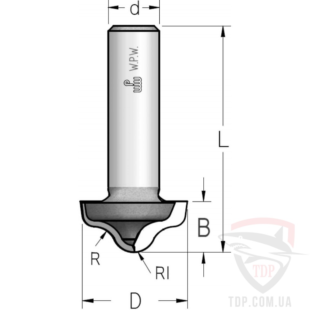 Концевые фрезы Фреза пазова фасонна W.P.W D27 d6 L52 h12 R6 (RRC2703)