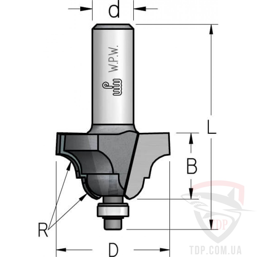 Концевые фрезы Фреза кромкова фігурна W.P.W D25.4 d8 L53 h14 R4 (RS04005)