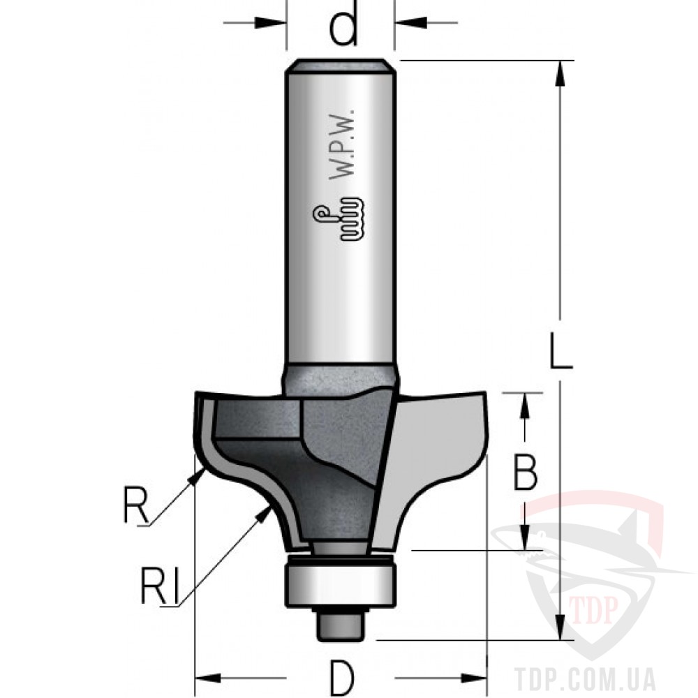 Концевые фрезы Фреза кромкова фігурна W.P.W D35 d8 L58 h17 R5 (RT06005)
