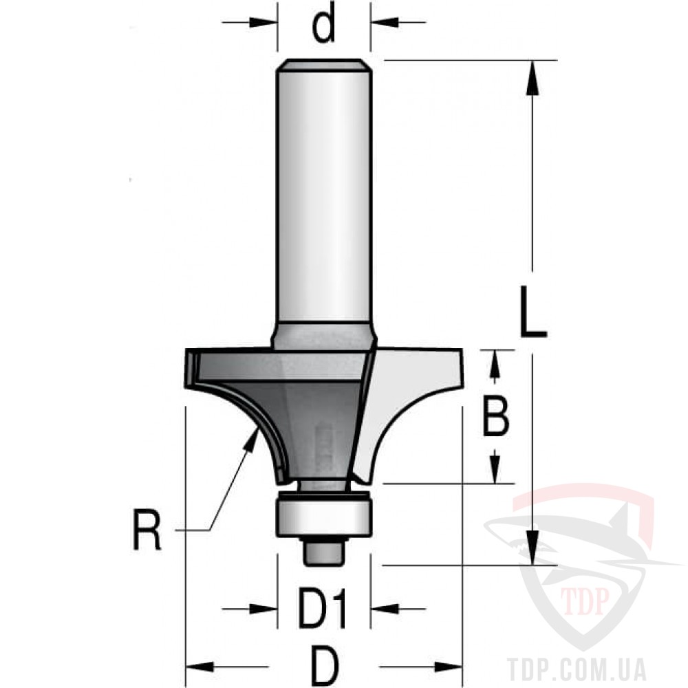 Оснастка Фреза кромкова калювальна W.P.W D28.6 d6 L53 h13.5 R8 (RW08003)