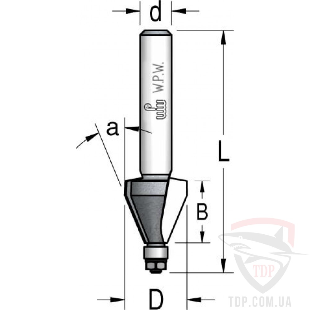 Оснастка Фреза для зняття фасок W.P.W D12.7 d6 L48 h8 O22.5 (SL00223)