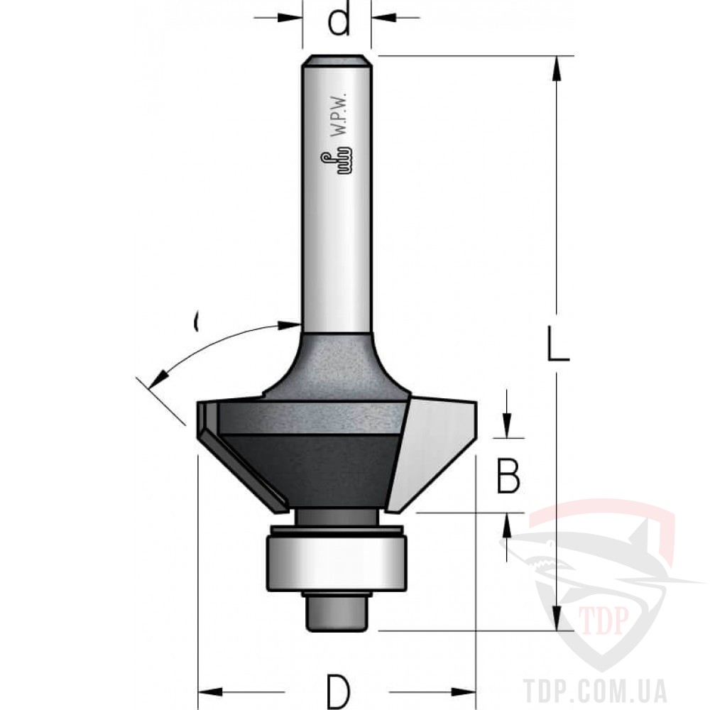 Концевые фрезы Фреза для зняття фасок W.P.W D60 d12 L73 h25 O45 (SL24542)
