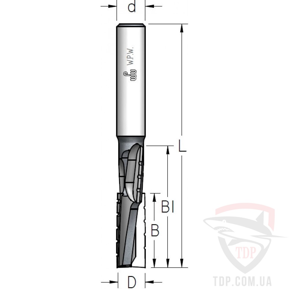 Оснастка Фреза пазова аксіальна W.P.W Up-Shear D13 d12 L110 h60 з подрібнювачем (UB28132)