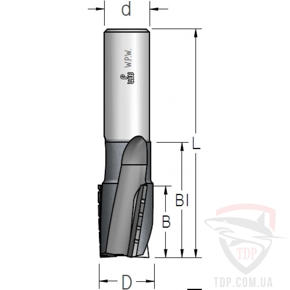 Оснастка Фреза пазова аксіальна W.P.W Up-Shear D16 d16 L100 h50 з подрібнювачем (UB35161)