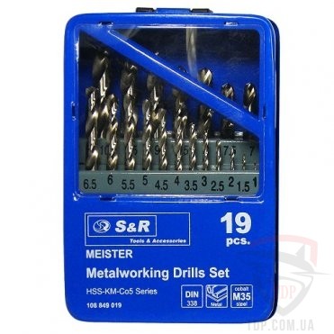 Наборы сверл Набір свердл по металу S&R MEISTER Co5 1-10мм 19шт (108849019)