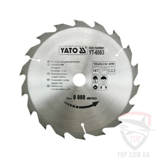 Оснастка Пильный диск по дереву Yato 185x20x18z (YT-6063)