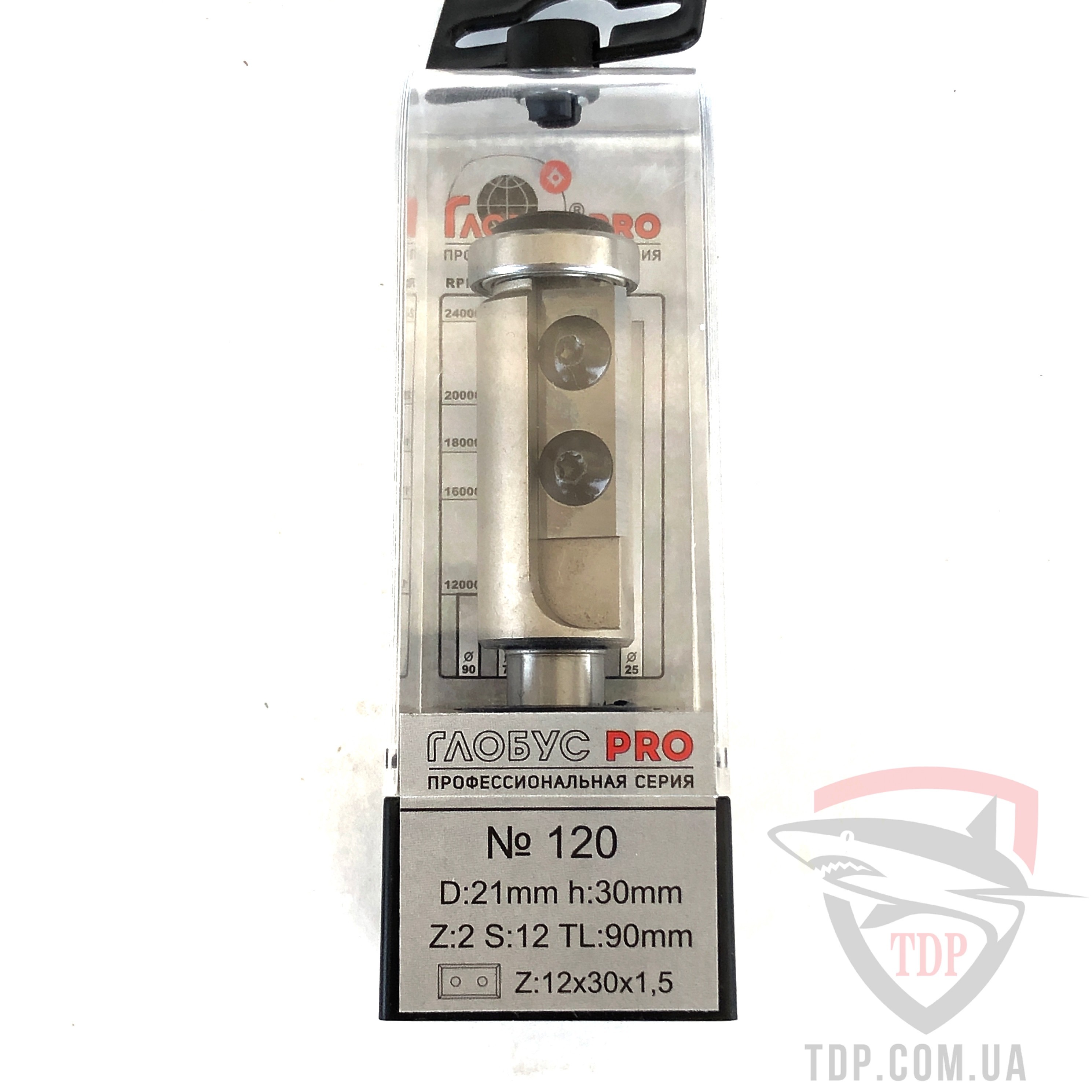 Оснастка Фреза кромочная прямая Глобус PRO 120 D19 d8 h30 L90 z2 с верхним подшипником
