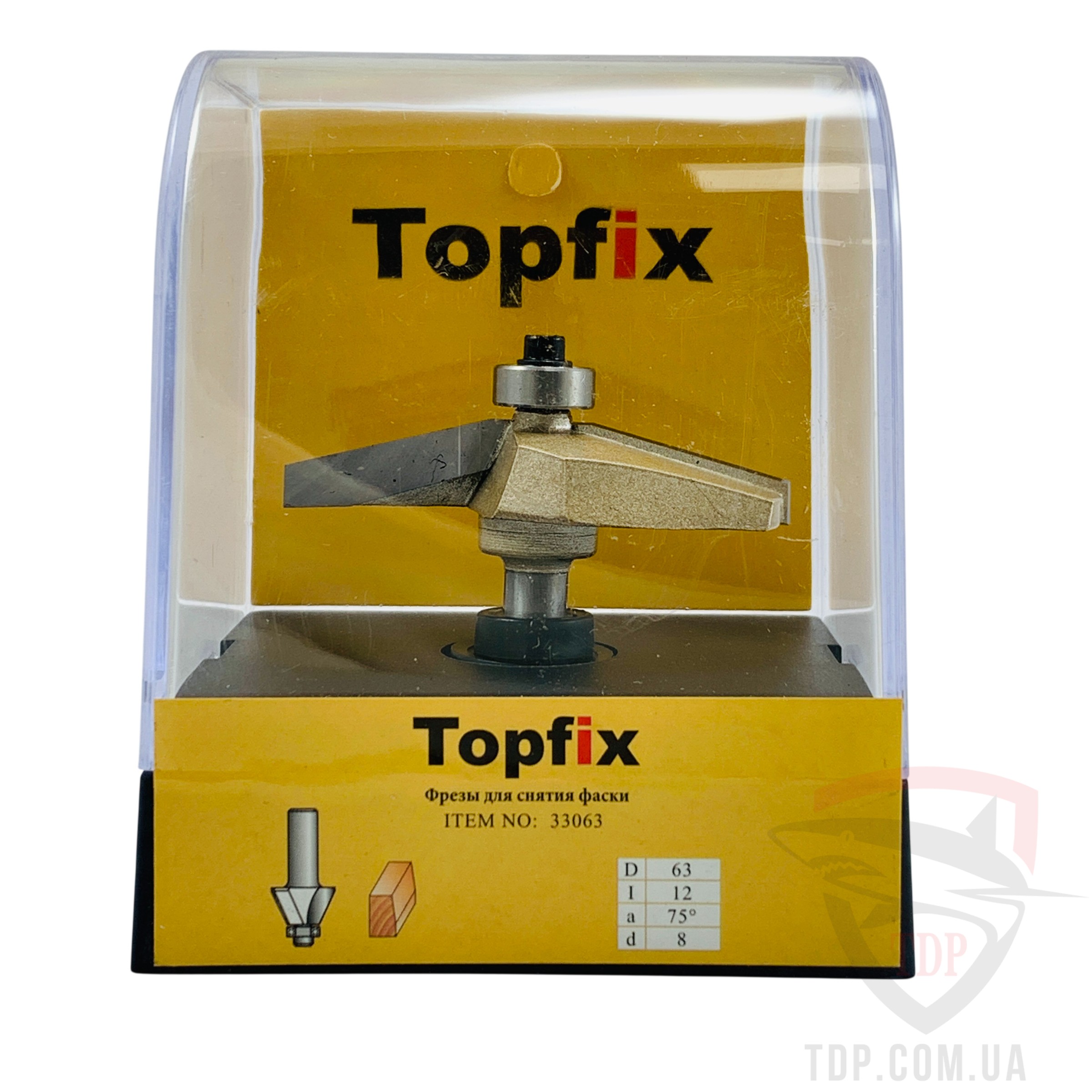 Фреза кромкова конусна Topfix 1024 D63 d8 L62 h12 o75 z2 (1024) - Фото №2