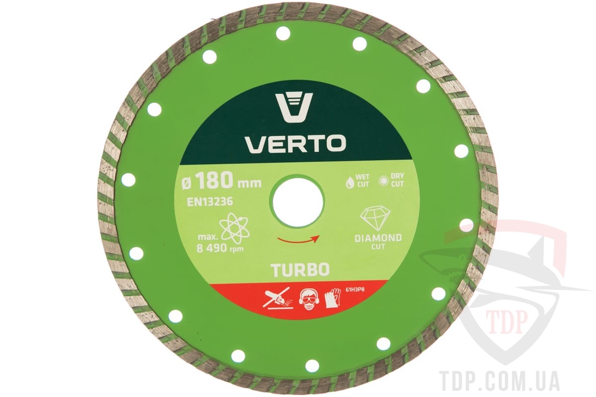 Алмазные диски Диск алмазный Verto Turbo 180x22.2x2 мм (61H3P8)