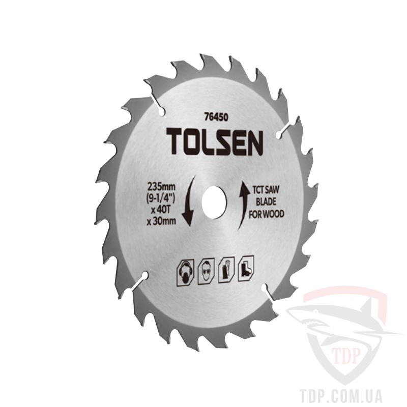 Оснастка Пильный диск по дереву Tolsen 235x30x40z (76450)