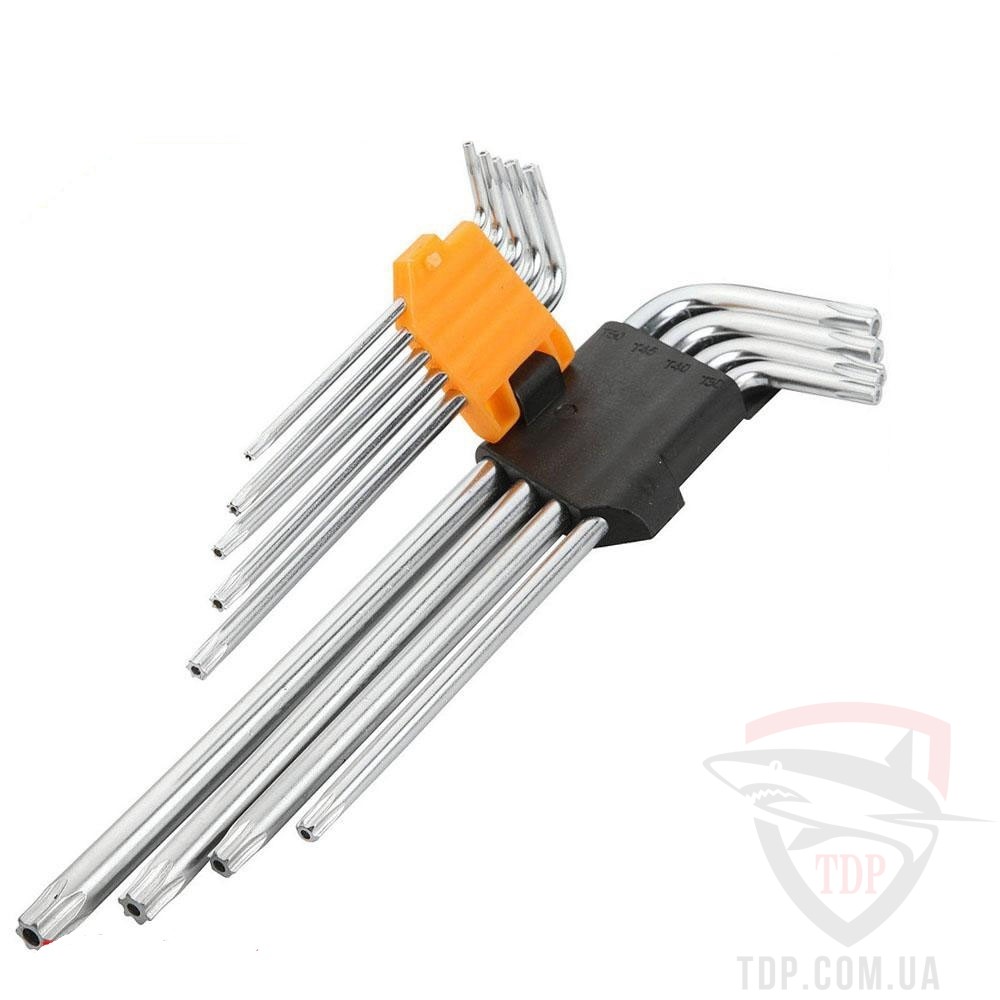 Ручной инструмент Комплект ключей Torx с отверстием 9 шт Т10-Т50 TOLSEN (T20056)