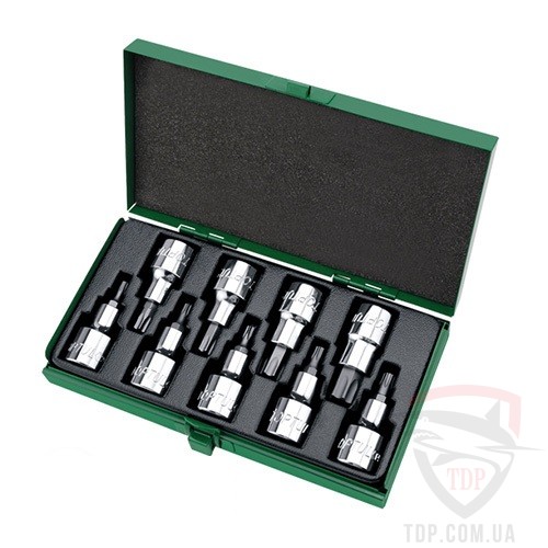 Биты и адаптеры Набор бит впрессованных в головку 1/2" TORX T20-T60, 9 шт TOPTUL (GAAD0903) 