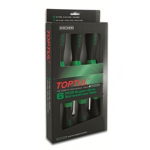 Набор отверток 6 ед. (PH1x80, PH2x100, PH3x150, SL4x100, SL6,5x150, SL10x200)  TOPTUL GAAE0611