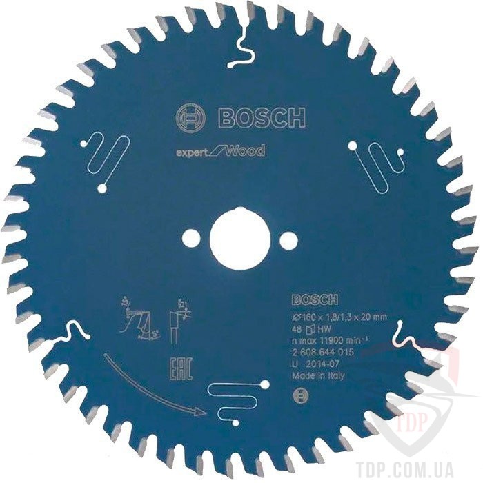 Оснастка Пильний диск по дереву Bosch 160x20x48z K1.8/1.3 Expert for Wood