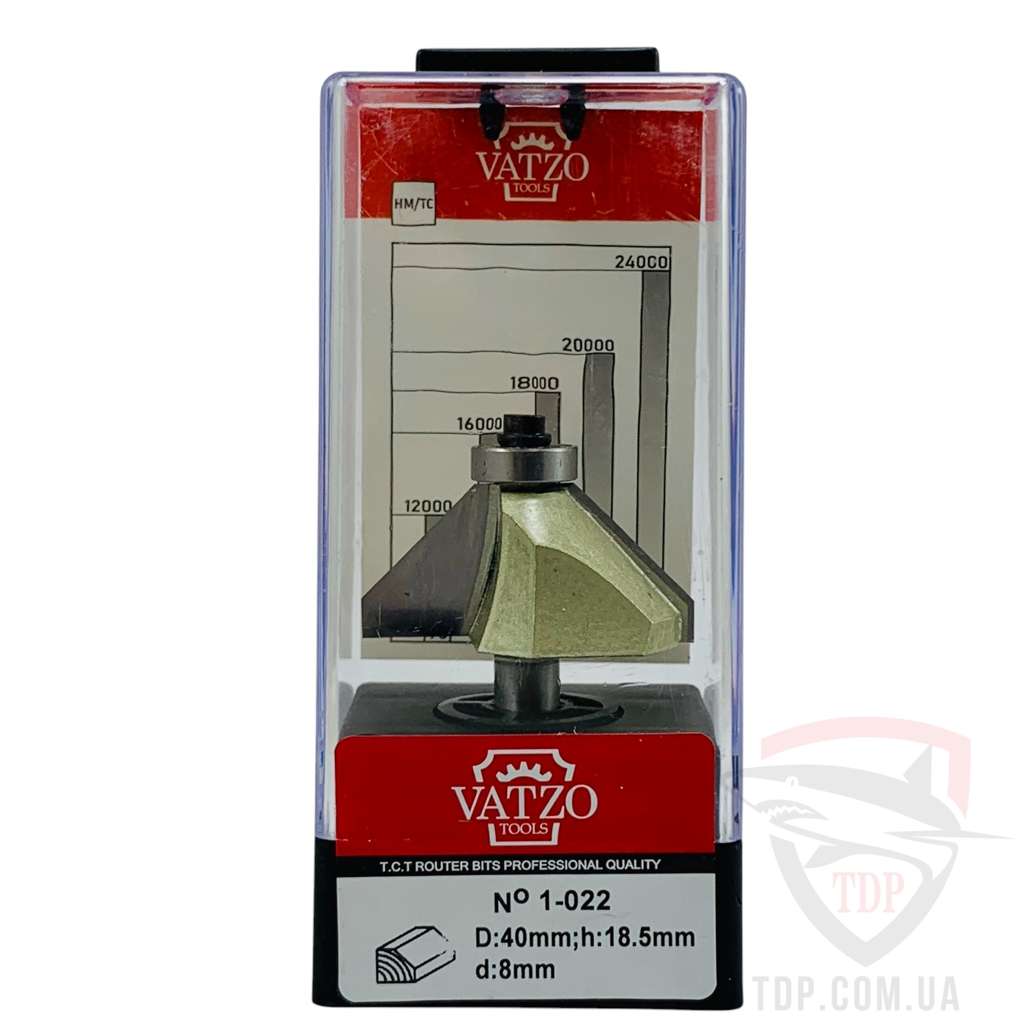 Фреза кромкова конусна VATZO 1022 D40 d8 L62 h18.5 - Фото №4
