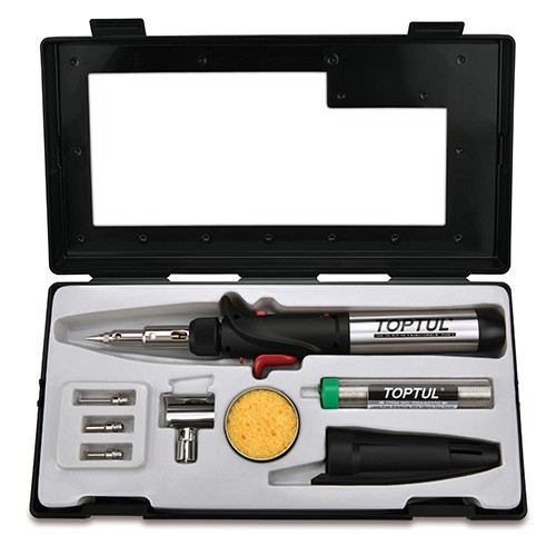 Паяльник газовый 150W с комплектом насадок 8ед.  TOPTUL EGAE0801