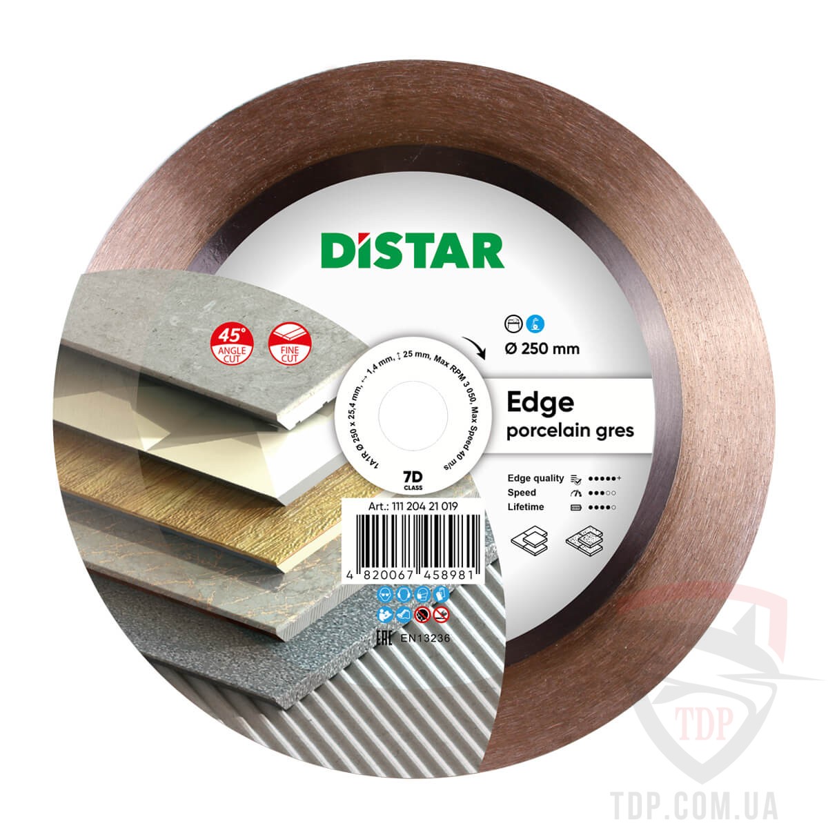 Алмазный инструмент Алмазный диск Distar отрезной 250x1.4x25x25.4 Edge (11120421019)