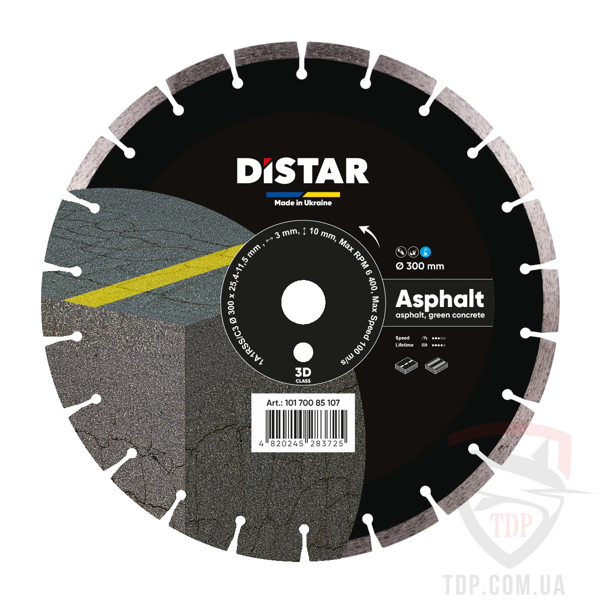 Алмазный инструмент Круг алмазний відрізний Distar Asphalt 1A1RSS 300x25.4x3 (10170085107)