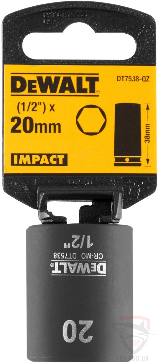 Ручной инструмент Головка торцевая ударная DeWALT 20 мм (DT7538)