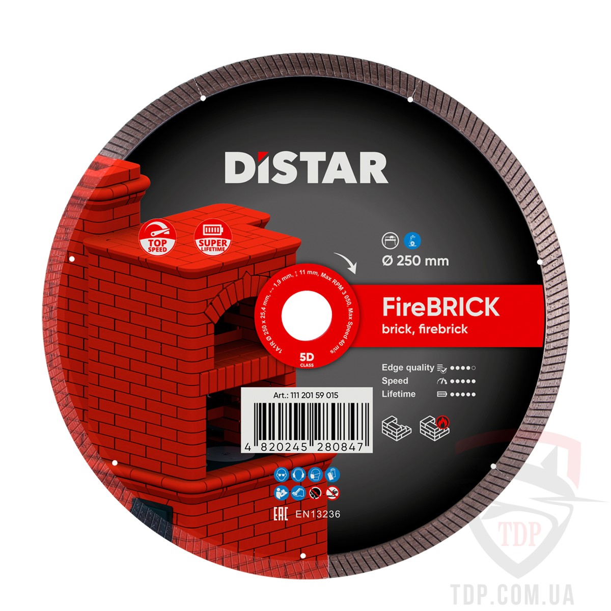 Алмазный инструмент Круг алмазный отрезной Distar Firebrick 250x25.4x1.9мм (11120159015)