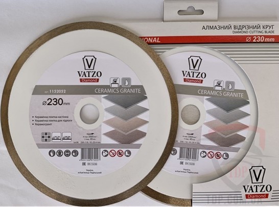 Алмазный инструмент Диск алмазный по керамике Vatzo Ceramics Granite 1A1R 350x32x10 мм (820904CRMG)