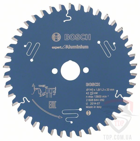 Оснастка Пильний диск по алюмінію Bosch 140x20x42z K1.8/1.3 Expert for Aluminium