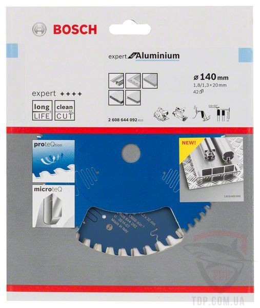 Пильний диск по алюмінію Bosch 140x20x42z K1.8/1.3 Expert for Aluminium - Фото №2