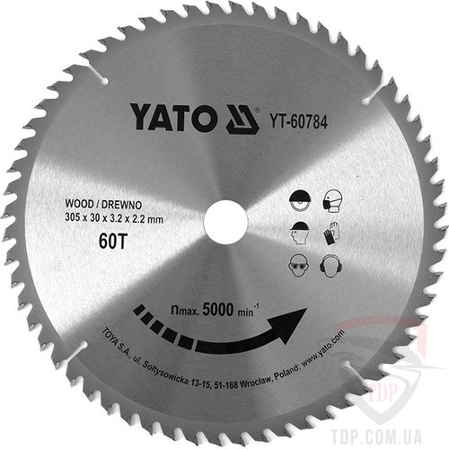 Оснастка Пильный диск по дереву Yato 305x30x60z (YT-60784)