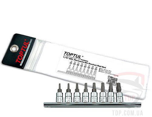 Ручной инструмент Набор бит пятигранных 1/4" TORX T8-T40 с отверстием TOPTUL (GAAG0805)
