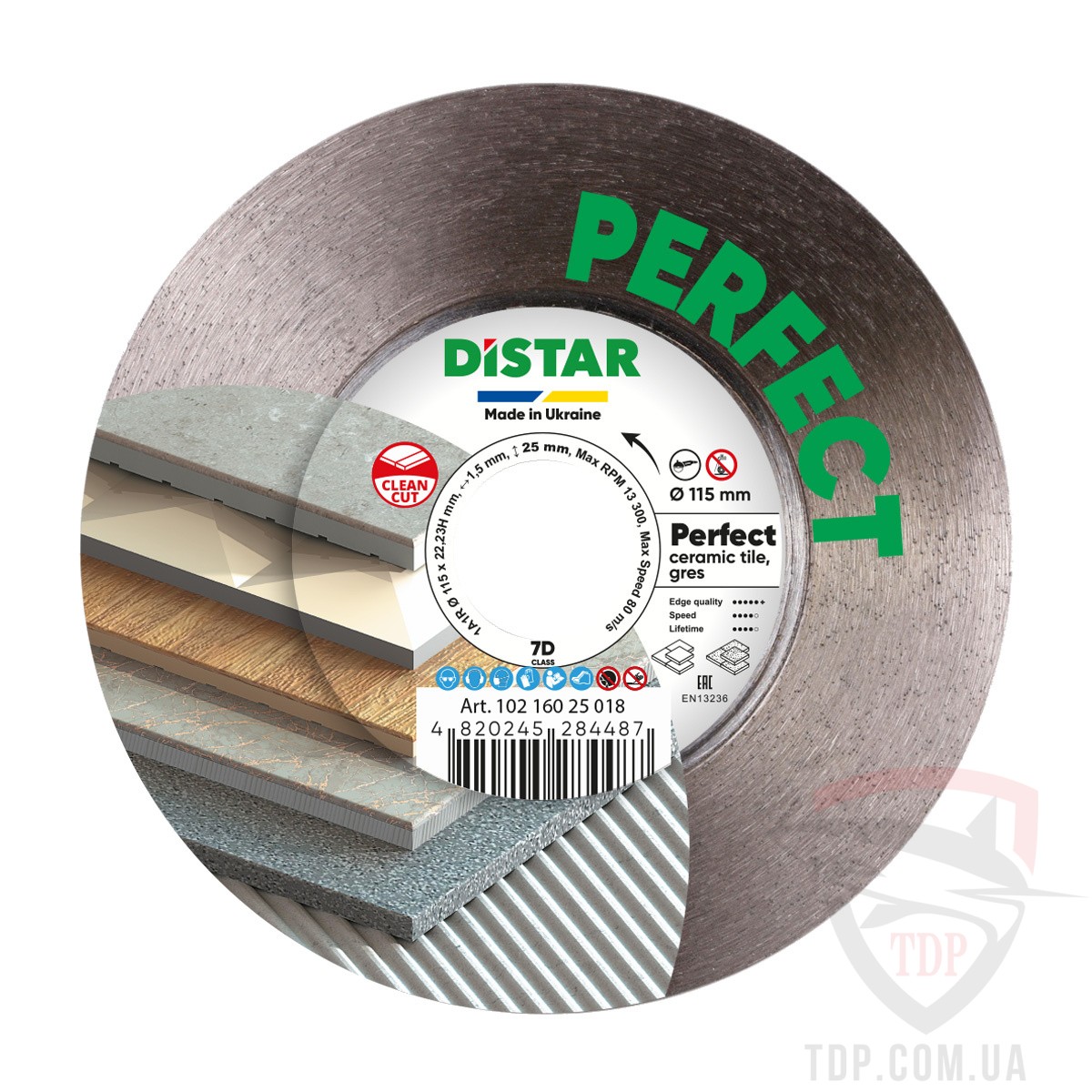 Алмазный инструмент Круг алмазний відрізний по кераміці Distar Perfect 115x22.23x1.5мм (10216025018)