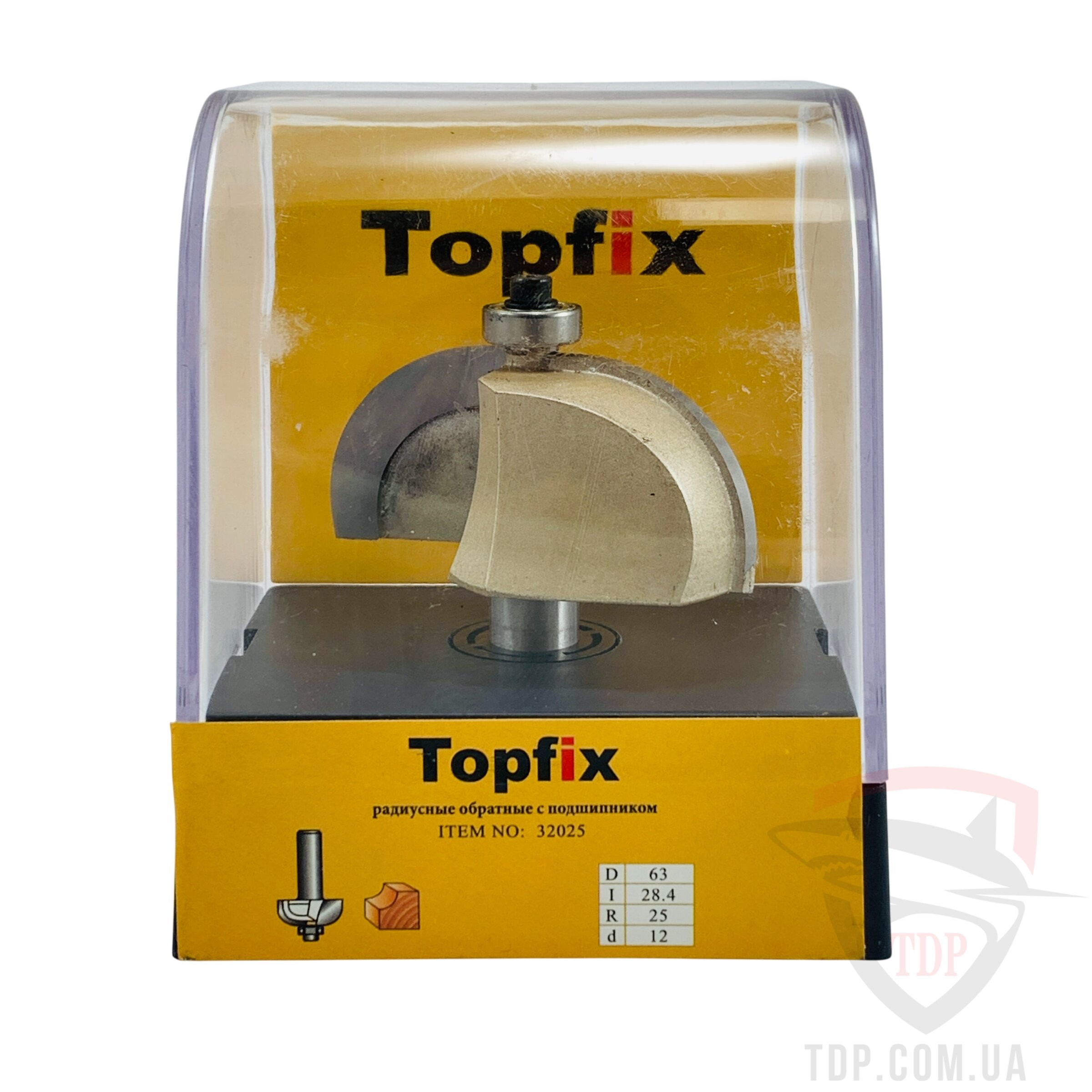 Фреза кромкова галтельна Topfix 1018 D63 d12 L75 h28.4 R25 z2 (32025) - Фото №3